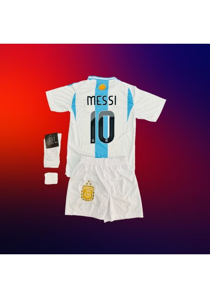Lionel- Messi Arjantin Dünya Kupası 24/25 Yeni Sezon Çocuk Forması 4'li Seti