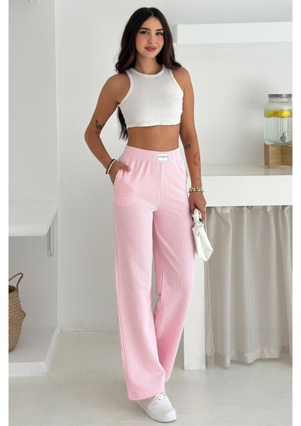 Kadın Elastik Bel Çizgili Jogger Pantolon