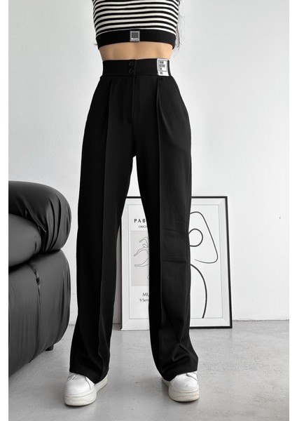 Kadın Yüksek Bel Siyah Pantolon – Mesaj Detaylı Sokak Stili indirimleri