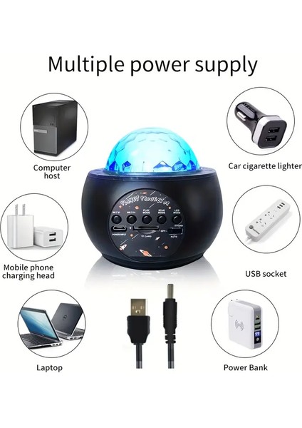 Starry Projektör Gece Lambası – Bluetooth Hoparlörlü, 360° Yansıtmalı, 7 Renkli Ambiyans + Uzaktan Kumanda modelleri