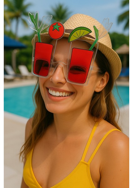 Kokteyl Bardak Tasarımlı Parti Gözlüğü – Eğlenceli Kostüm Aksesuarı