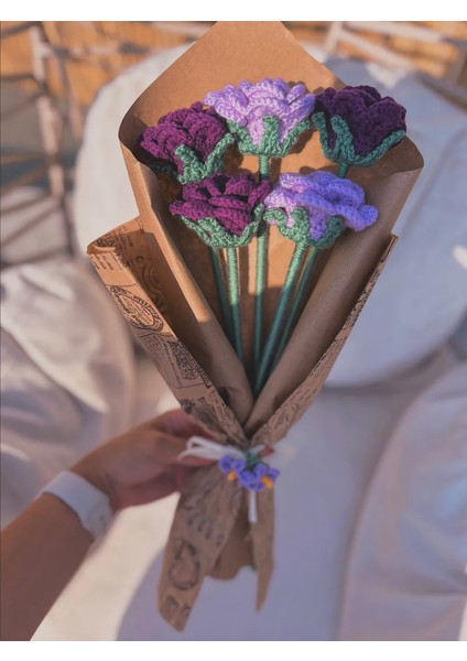 El Yapımı Örgü Gül Buketi – Pembe ve Açık Pembe Tığ Işi Çiçek Aranjmanı, Solmayan Kalıcı Hediye fiyatları