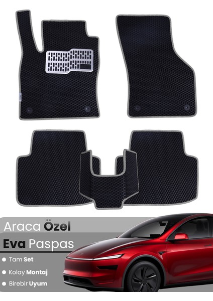 Tesla Model Y Juniper (2025) Uyumlu Eva Paspas Tam Set–araca Özel,su Geçirmez,hızlı ve Kolay Montaj