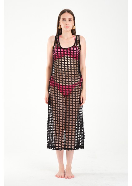 Kare File Askılı Uzun Elbise modelleri