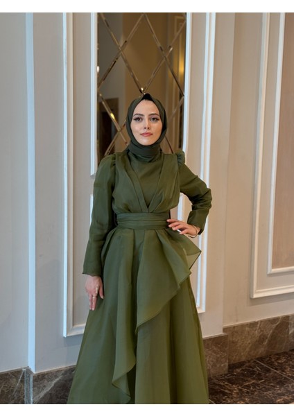 Kadın Abiye Tesettür Elbise Lila – Asimetrik Şifon Tül Katlı Prenses Model modelleri