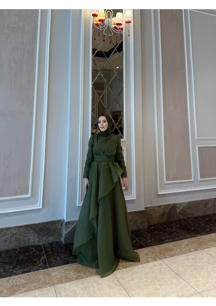 Kadın Abiye Tesettür Elbise Lila – Asimetrik Şifon Tül Katlı Prenses Model indirimleri