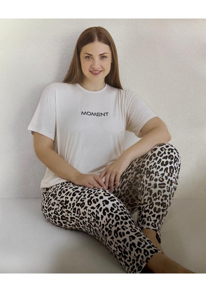 Kadın Kısa Kol Büyük Beden Pijama Takımı