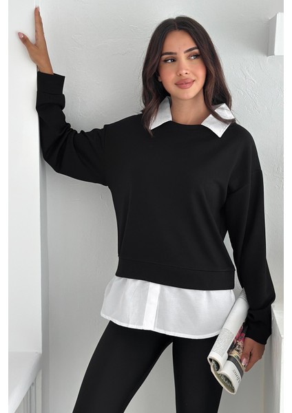 Kadın Gömlek Detaylı Sweatshirt – Katmanlı Tasarım fiyatları