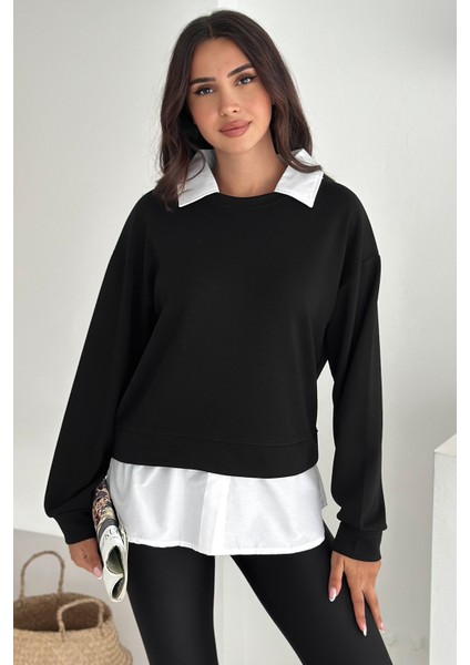 Kadın Gömlek Detaylı Sweatshirt – Katmanlı Tasarım modelleri