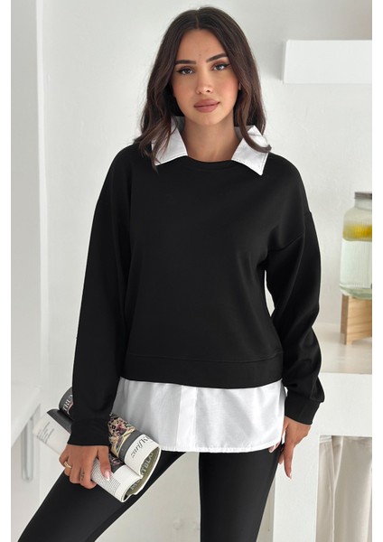 Kadın Gömlek Detaylı Sweatshirt – Katmanlı Tasarım fırsatları