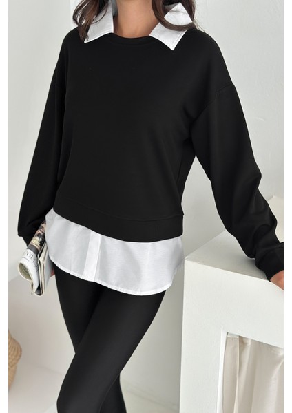 Kadın Gömlek Detaylı Sweatshirt – Katmanlı Tasarım indirimleri