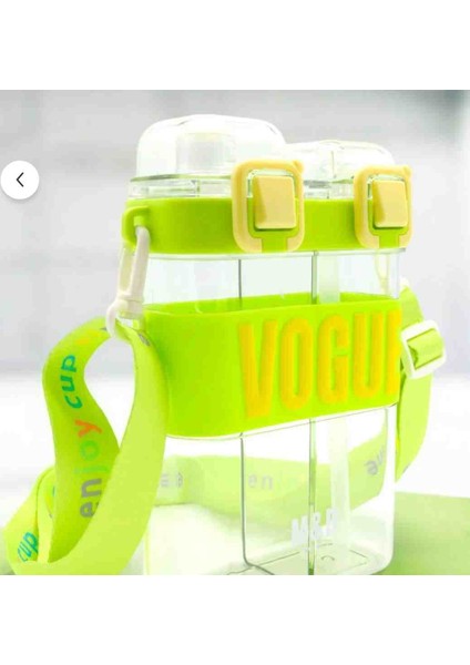 Water Bottle Çift Bölmeli Vogue Matara, Çift Kapaklı, Pipetli, Boyun Askılı Çocuk Okul Suluk fiyatları