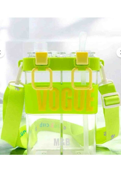 Water Bottle Çift Bölmeli Vogue Matara, Çift Kapaklı, Pipetli, Boyun Askılı Çocuk Okul Suluk modelleri