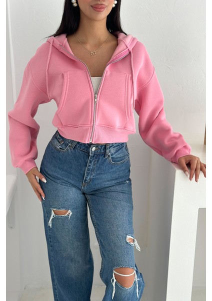 Kadın Gri Fermuarlı Oversize Hoodie – Günlük & Sokak Stili indirimleri