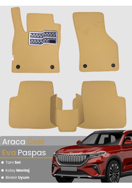 Togg T10X (2023-2025) Uyumlu Eva Paspas Tam Set–araca Özel,su Geçirmez,hızlı ve Kolay Montaj