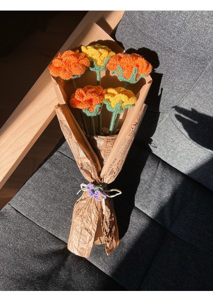 El Yapımı Örgü Gül Buketi – Pembe ve Açık Pembe Tığ Işi Çiçek Aranjmanı, Solmayan Kalıcı Hediye fırsatları