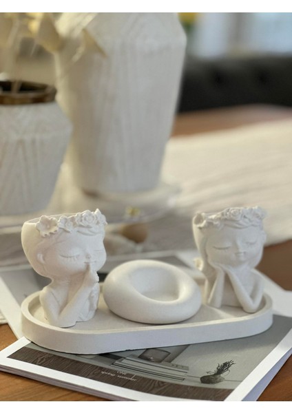 Dekoratif 2'li Kız Çocuk Figürlü Saksı Dekor Mumluk Set fiyatları