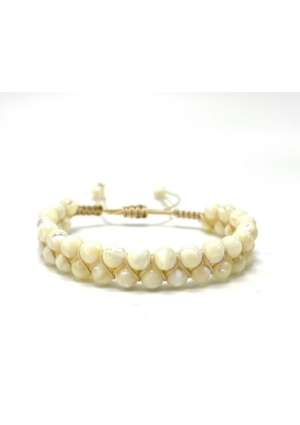 Sertifikalı Çift Sıra Doğal Taş Makrome Bileklik Ayarlanabilir Ölçü fiyatları