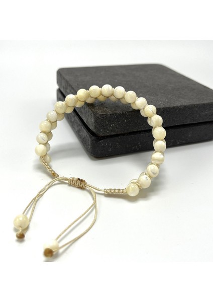 Sertifikalı Çift Sıra Doğal Taş Makrome Bileklik Ayarlanabilir Ölçü modelleri