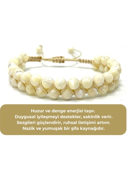 Sertifikalı Çift Sıra Doğal Taş Makrome Bileklik Ayarlanabilir Ölçü indirimleri