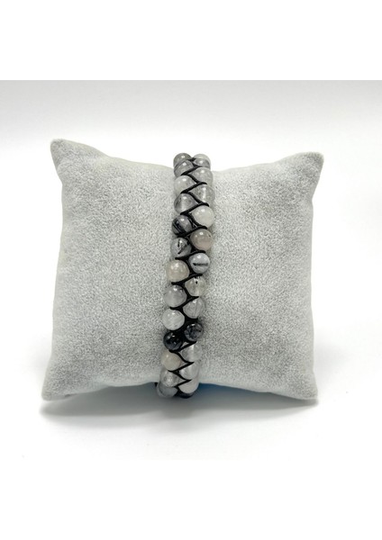 Sertifikalı Rutilli Kuvars Çift Sıra Doğal Taş Makrome Bileklik Ayarlanabilir Ölçü fırsatları