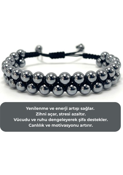 Sertifikalı Terahertz Çift Sıra Doğal Taş Makrome Bileklik Ayarlanabilir Ölçü indirimleri