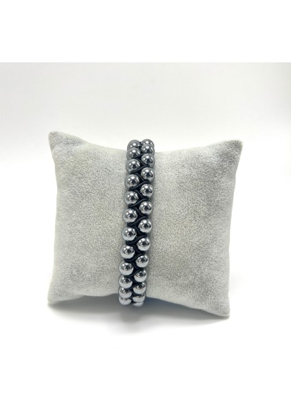 Sertifikalı Terahertz Çift Sıra Doğal Taş Makrome Bileklik Ayarlanabilir Ölçü