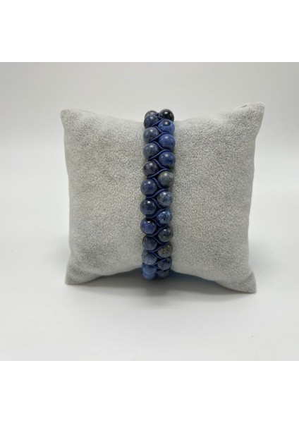 Sertifikalı Dumortierit Çift Sıra Doğal Taş Makrome Bileklik Ayarlanabilir Ölçü