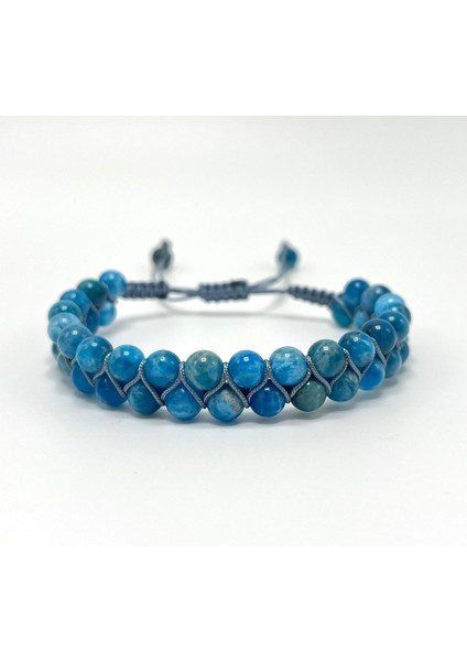 Sertifikalı Apatit Çift Sıra Doğal Taş Makrome Bileklik Ayarlanabilir Ölçü fiyatları