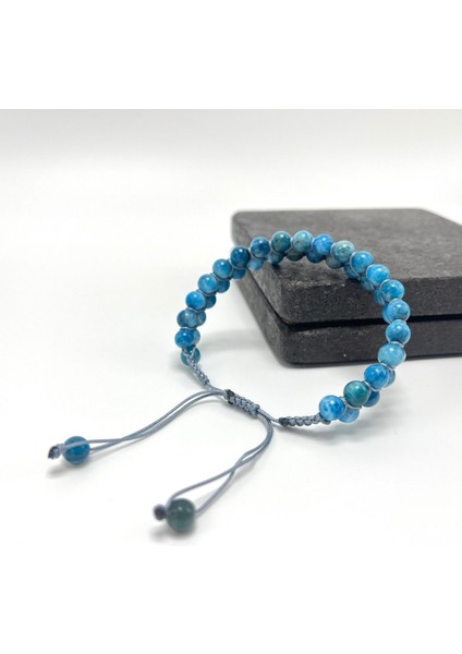 Sertifikalı Apatit Çift Sıra Doğal Taş Makrome Bileklik Ayarlanabilir Ölçü modelleri