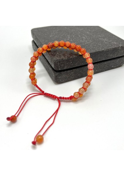 Sertifikalı Karnelyan Akik Çift Sıra Doğal Taş Makrome Bileklik Ayarlanabilir Ölçü modelleri