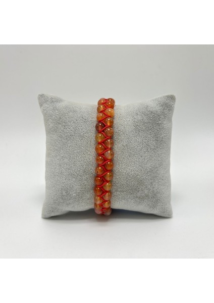 Sertifikalı Karnelyan Akik Çift Sıra Doğal Taş Makrome Bileklik Ayarlanabilir Ölçü fırsatları