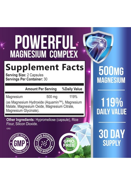 Magnesium Complex 500 Mg – 4 Farklı Magnezyum Formu – Yüksek Emilimli Formül – 60 Kapsül fiyatları