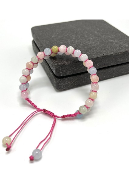 Sertifikalı Helkum Çift Sıra Doğal Taş Makrome Bileklik Ayarlanabilir Ölçü