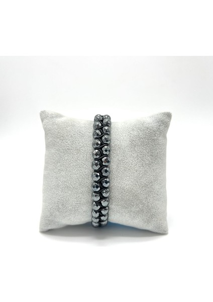 Sertifikalı Hematit Çift Sıra Doğal Taş Makrome Bileklik Ayarlanabilir Ölçü fırsatları