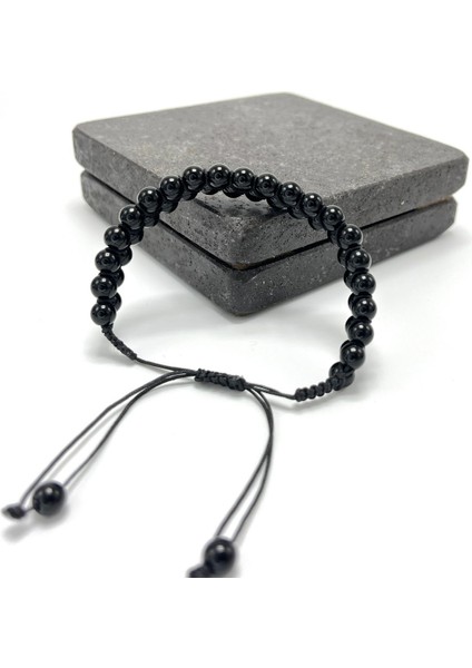 Sertifikalı Oniks Çift Sıra Doğal Taş Makrome Bileklik Ayarlanabilir Ölçü modelleri