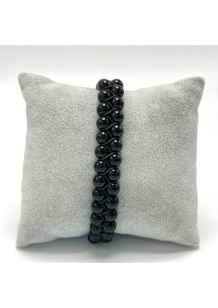 Sertifikalı Oniks Çift Sıra Doğal Taş Makrome Bileklik Ayarlanabilir Ölçü