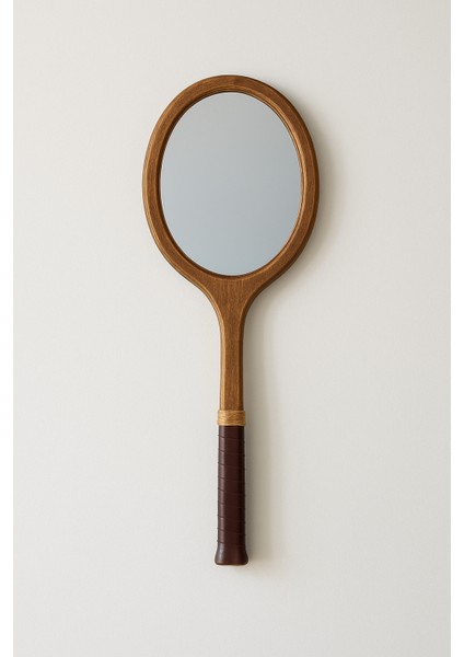Ahşap Duvar Aynası Vintage Tenis Raket