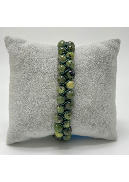 Sertifikalı Yeşim Doğal Taş 6mm Çift Sıra Doğal Taş Makrome Bileklik Ayarlanabilir Ölçü fırsatları