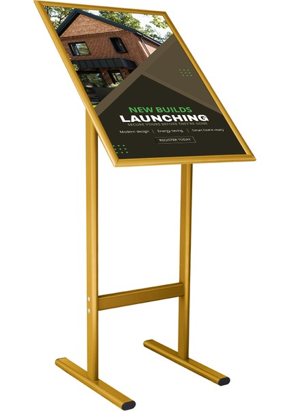 A3(29.7X42) Gold T Ayaklı Menü ve Reklam Panosu Ayaklı Poster Pano