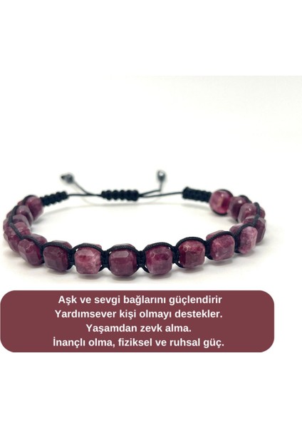 Sertifikalı Yakut Küp Kesim Makrome Doğal Taş Bileklik 6mm indirimleri