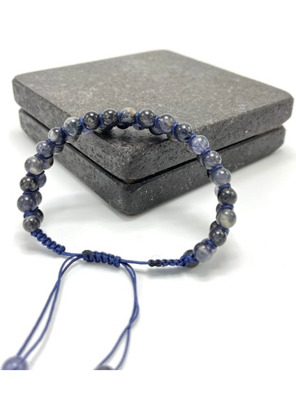 Sertifikalı Iyolit Çift Sıra Doğal Taş Makrome Bileklik Ayarlanabilir Ölçü modelleri