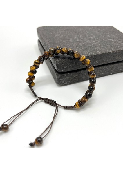 Sertifikalı Kaplan Gözü Çift Sıra Doğal Taş Makrome Bileklik Ayarlanabilir Ölçü modelleri