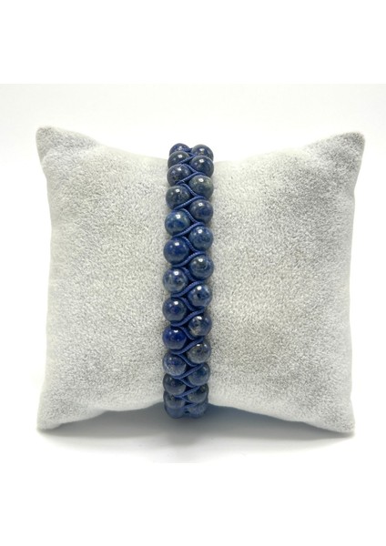 Sertifikalı Lapis Lazuli Çift Sıra Doğal Taş Makrome Bileklik Ayarlanabilir Ölçü fırsatları