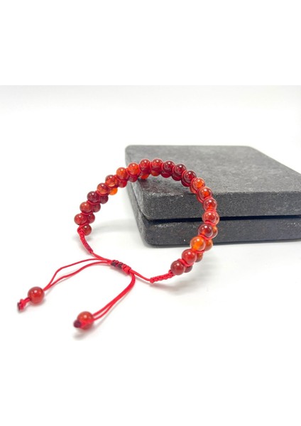Sertifikalı Kırmızı Akik Çift Sıra Doğal Taş Makrome Bileklik Ayarlanabilir Ölçü modelleri