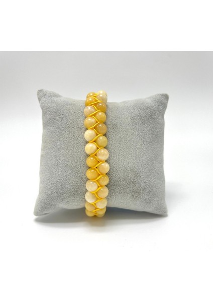 Sertifikalı Kalsit Çift Sıra Doğal Taş Makrome Bileklik Ayarlanabilir Ölçü fırsatları