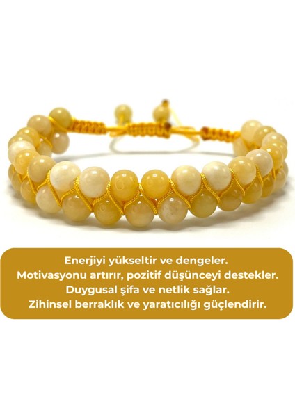 Sertifikalı Kalsit Çift Sıra Doğal Taş Makrome Bileklik Ayarlanabilir Ölçü indirimleri