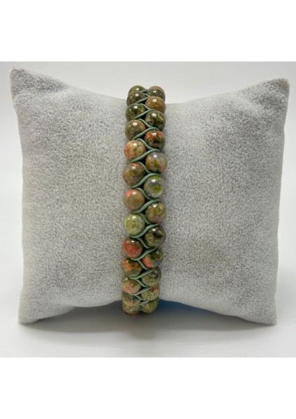 Sertifikalı Unakit Çift Sıra Doğal Taş Makrome Bileklik Ayarlanabilir Ölçü fırsatları