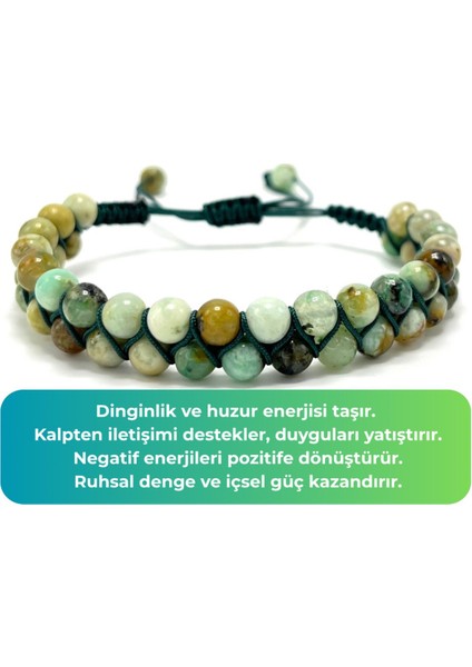 Sertifikalı Krizokol Çift Sıra Doğal Taş Makrome Bileklik Ayarlanabilir Ölçü indirimleri