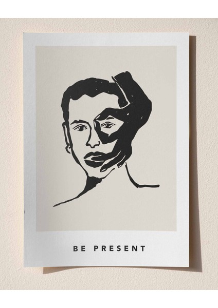 Be Present – Minimal Çizim & Modern Sanat Poster